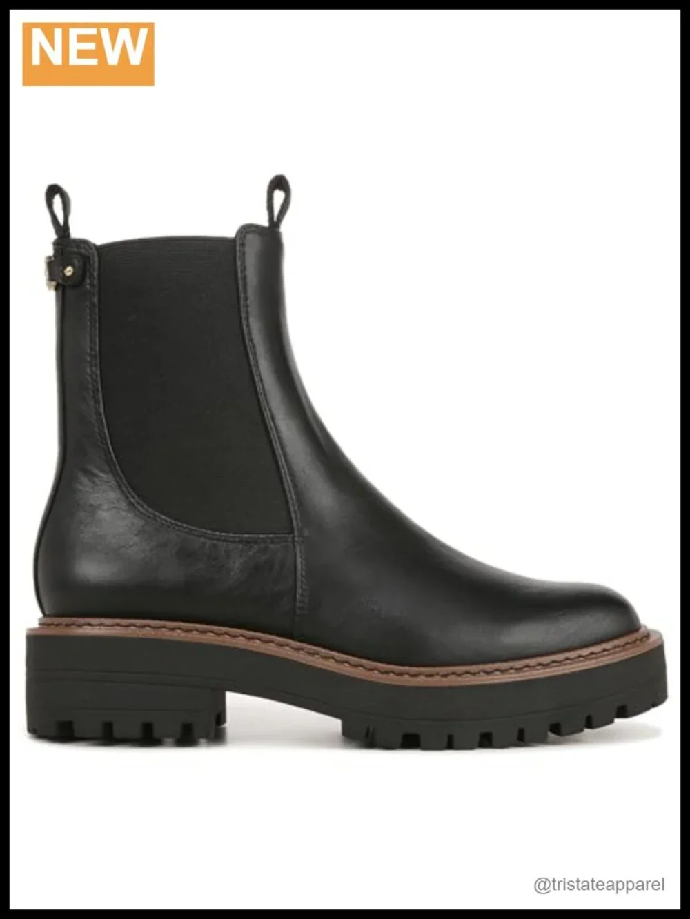 Waterproof Chelsea Ankle Boot Lug Sole Slip-On Round Toe Block Heel